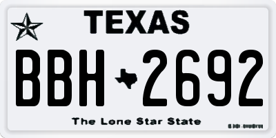 TX license plate BBH2692