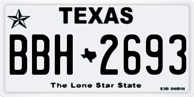 TX license plate BBH2693