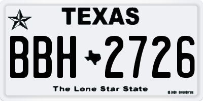 TX license plate BBH2726