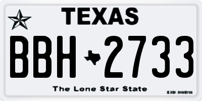 TX license plate BBH2733