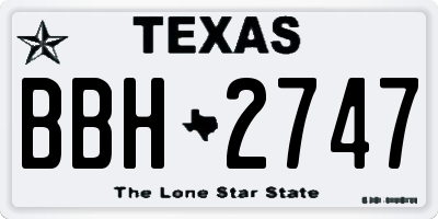 TX license plate BBH2747