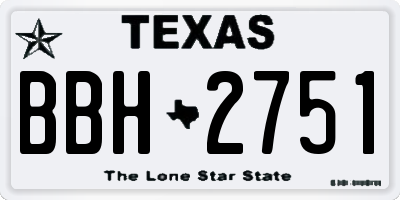 TX license plate BBH2751