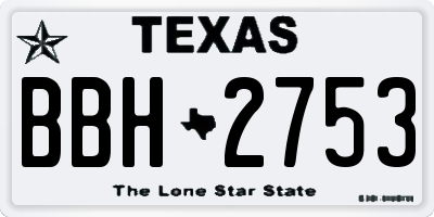 TX license plate BBH2753