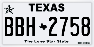 TX license plate BBH2758