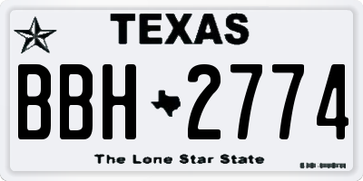 TX license plate BBH2774