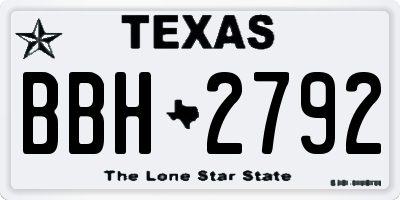 TX license plate BBH2792