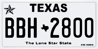 TX license plate BBH2800