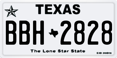 TX license plate BBH2828