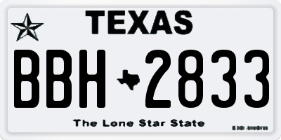 TX license plate BBH2833