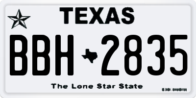 TX license plate BBH2835