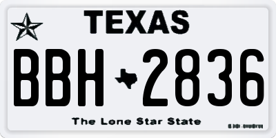TX license plate BBH2836