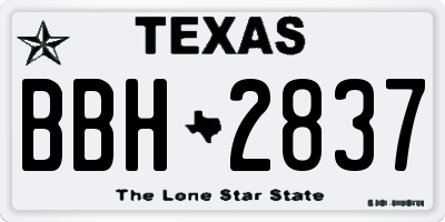 TX license plate BBH2837