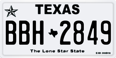 TX license plate BBH2849