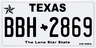 TX license plate BBH2869