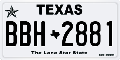 TX license plate BBH2881