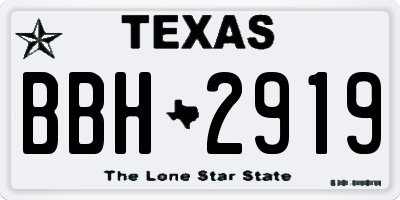 TX license plate BBH2919