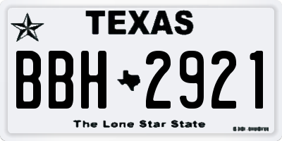 TX license plate BBH2921