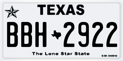 TX license plate BBH2922