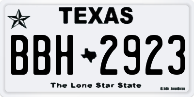 TX license plate BBH2923