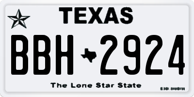 TX license plate BBH2924