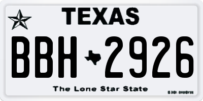 TX license plate BBH2926