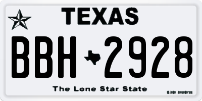 TX license plate BBH2928