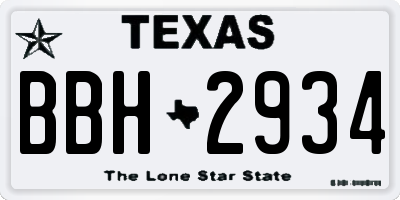 TX license plate BBH2934