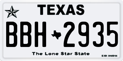 TX license plate BBH2935