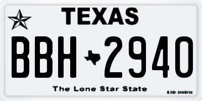 TX license plate BBH2940