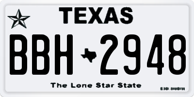 TX license plate BBH2948
