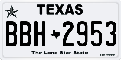 TX license plate BBH2953