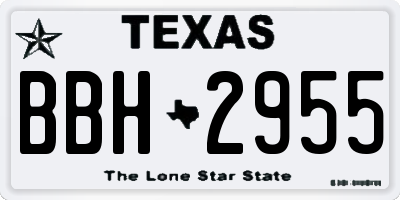 TX license plate BBH2955