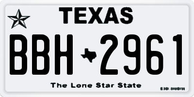 TX license plate BBH2961