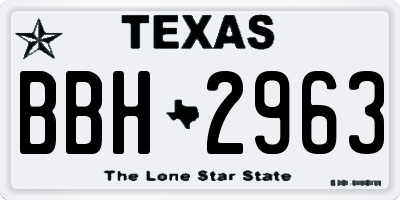 TX license plate BBH2963