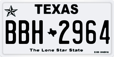 TX license plate BBH2964