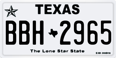 TX license plate BBH2965