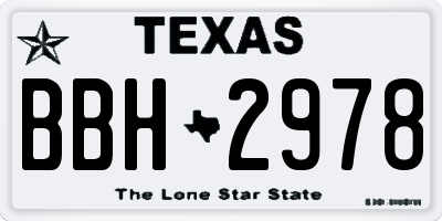 TX license plate BBH2978