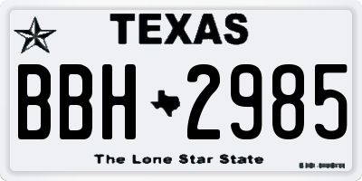 TX license plate BBH2985