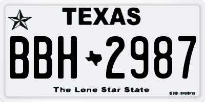 TX license plate BBH2987