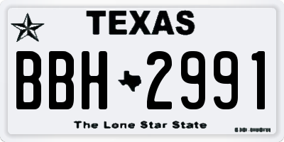 TX license plate BBH2991