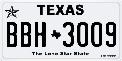 TX license plate BBH3009