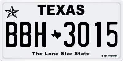 TX license plate BBH3015