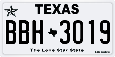 TX license plate BBH3019