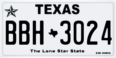 TX license plate BBH3024