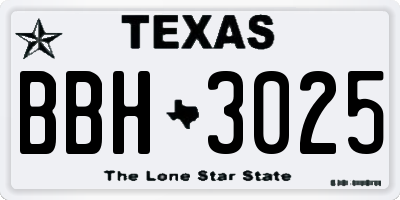 TX license plate BBH3025