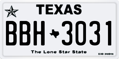 TX license plate BBH3031