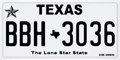 TX license plate BBH3036
