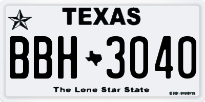 TX license plate BBH3040