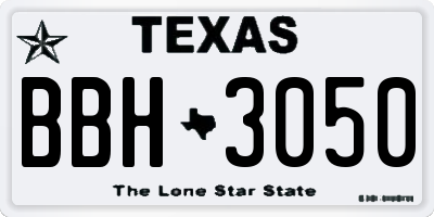 TX license plate BBH3050