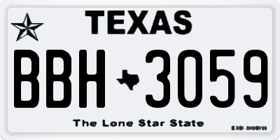 TX license plate BBH3059